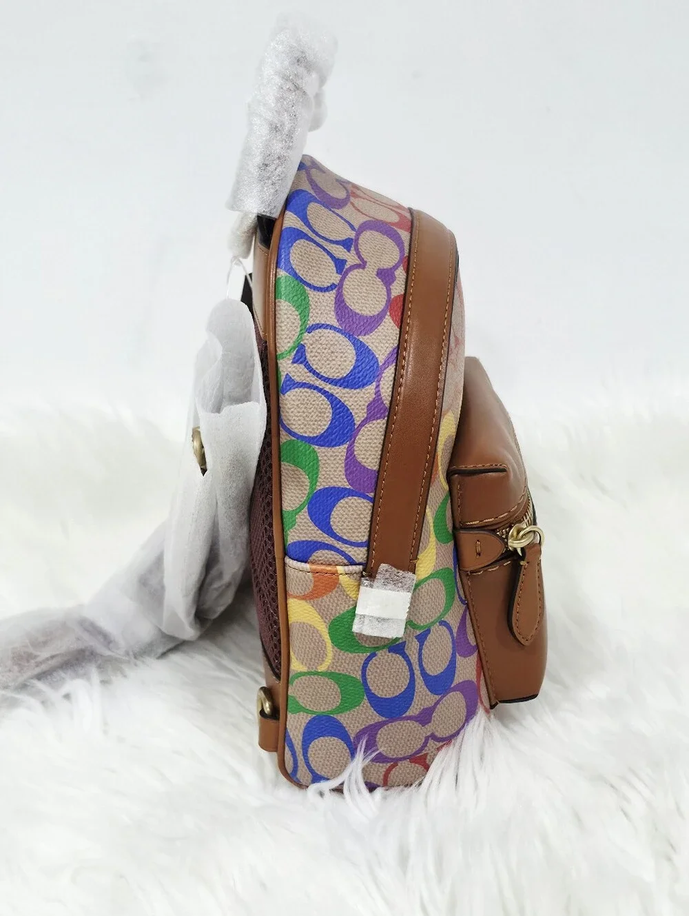 Coach Charter Backpack 18 Rainbow Signature Canvas Leather New With Tags